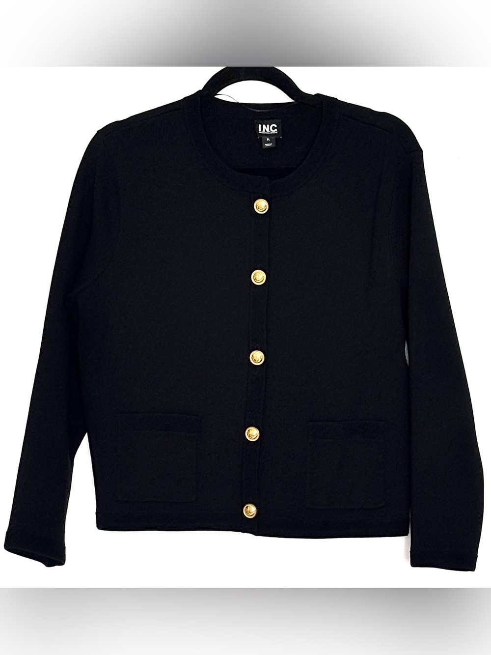 INC Petite Structured Long-Sleeve Sweater Jacket Black Size PL - Picture 1 of 4